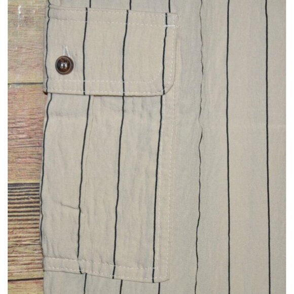 Calvin Klein Ladies M Tan Striped Pull On Wide Leg Cargo Pants Pockets Casual - Picture 4 of 8